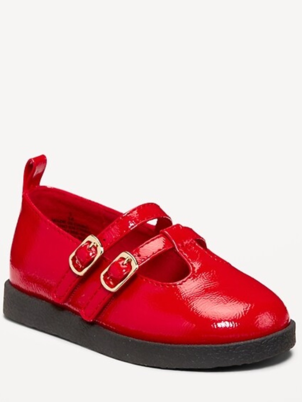 Old Navy Mary Jane Shoes Girls Sz 11 Red Patent Leather Double Buckle Holiday